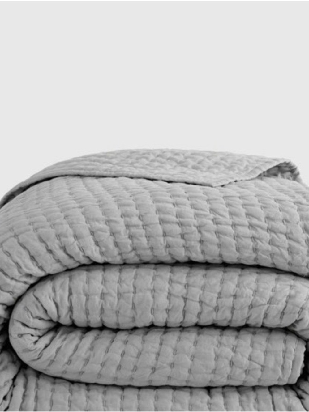 Quince European Linen Cotton Stitch Quilt in Mist- King/Cal King